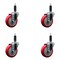 Service Caster 4'' SS Red Poly Wheel Swivel 1'' Expanding Stem Caster Set, 4PK SCC-SSEX20S414-PPUB-RED-1-4 - alternate 1